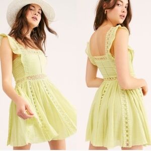 Free People One Verona Mini Dress In Lime Green Size XS